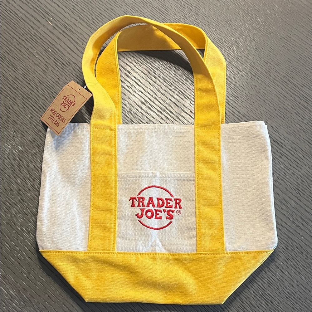 Trader Joe's Yellow and White Tote Bag